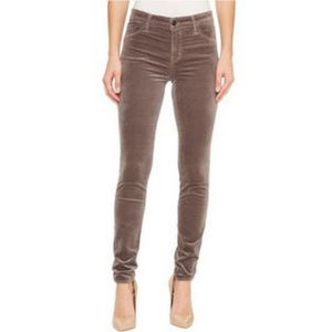J Brand Mid-Rise Super Skinny Velvet Pants